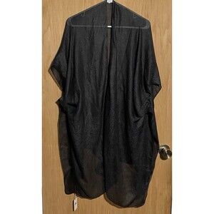 JC Sunny Just Classic Sheer Black Open Kimono Cover-up Artsy Silk Witchy NWT